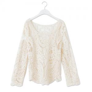 Sexy Sheer Crochet Lace Shirt Blouse Pullover Top