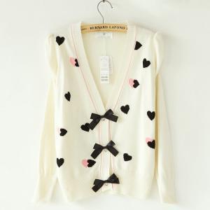 Women Sweaters Clothes Fall Pink Bow Cardigan..