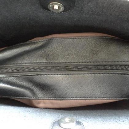 Black Leather Messenger Tote Bag Sh..