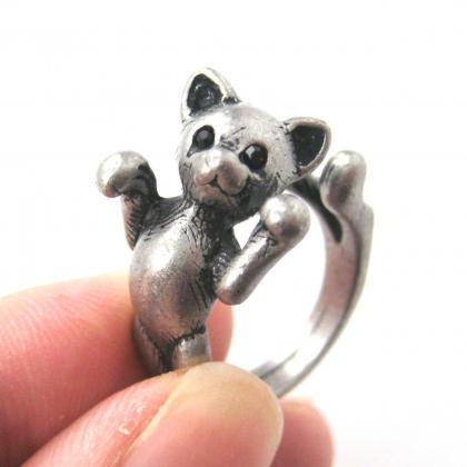 3d Two Tailed Kitty Cat Animal Ring Sizes 5 To 9..