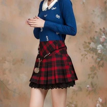 Plaid Pleated High Waist Skirt