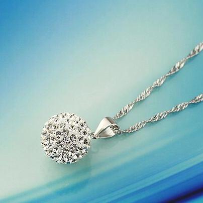Women Crystal Necklace Chain 925 Sterling Silver..