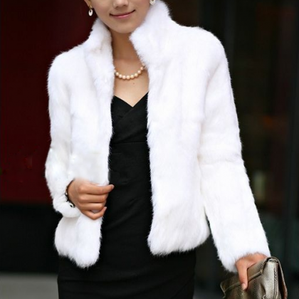 Women Winter Faux Fox Fur Coat Jacket Outwear..