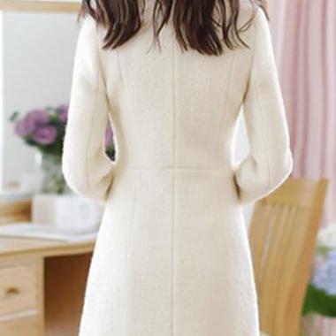 Sweet Long Sleeve Double Breasted Closure Winter..