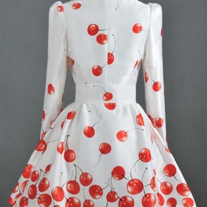 Cute Cherry Print Fashion Coat