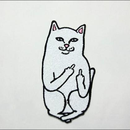 One-finger Salute Cat Brooch #386