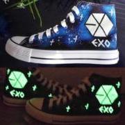 2014 Fashion Unisex Glow in the Dark Exo Canvas Shoes Sneakers 