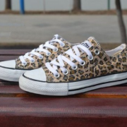 Leopard Print Canvas Lace-Up Sneakers