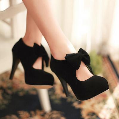 HOT!New fashion women's shoes round head bowknot high heels