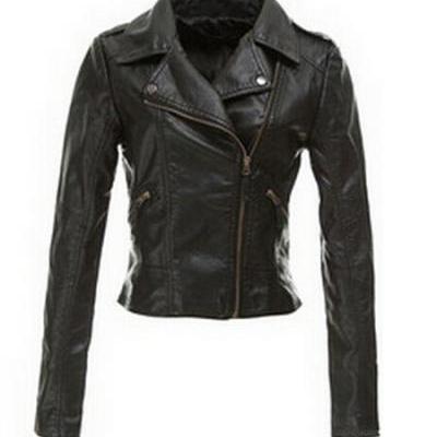 Black Soft PU Slim Jacket