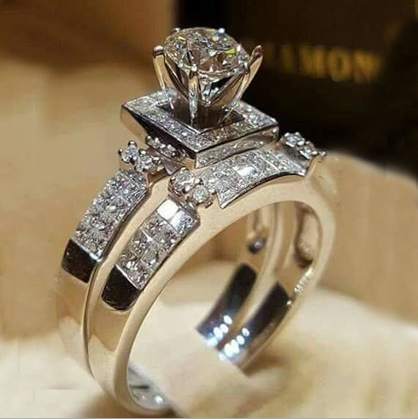 Sj Cy226luxury Women Geometric Ring Fashion White Gold Plated