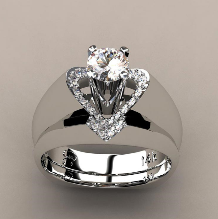 Sj Cy220luxury Women Geometric Ring Fashion White Gold Plated