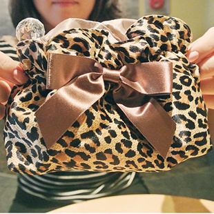 Fashion Leopard Grain Cosmetic Bag&lovely Bow Bag