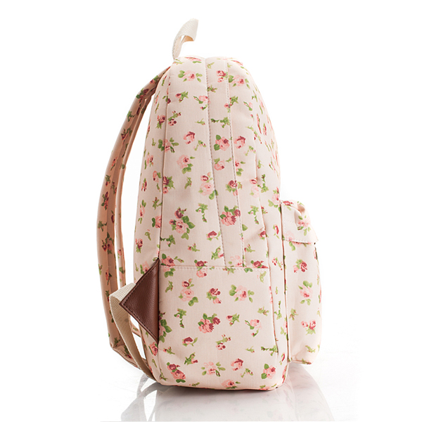 Floral Printed Pink Canvas Backpack 0627005 On Luulla