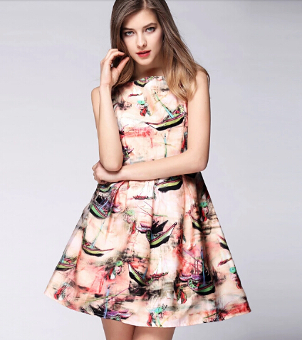 boat print skater dress