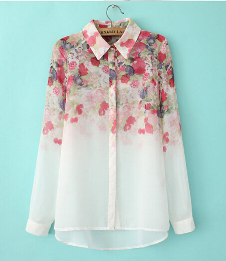 Dream Flower Print High-low Shirt