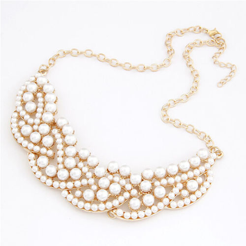 Statement Pendant Chain Crystal Pearl Collar Choker Chunky Necklace Jewelry