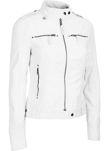 Women White Leather Jacket, Women Biker Leather Jacket on Luulla