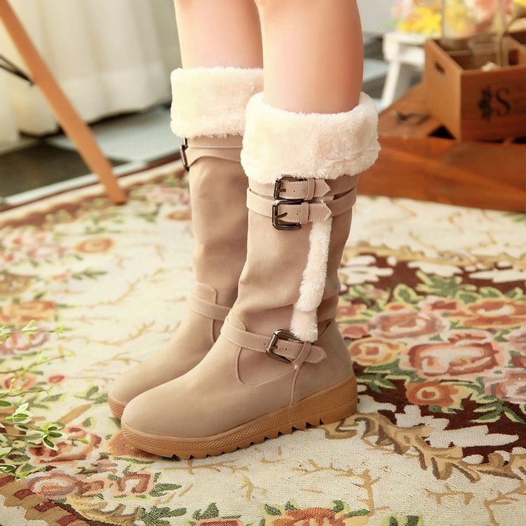 Stylish Suede Winter Boots In Apricot Color on Luulla