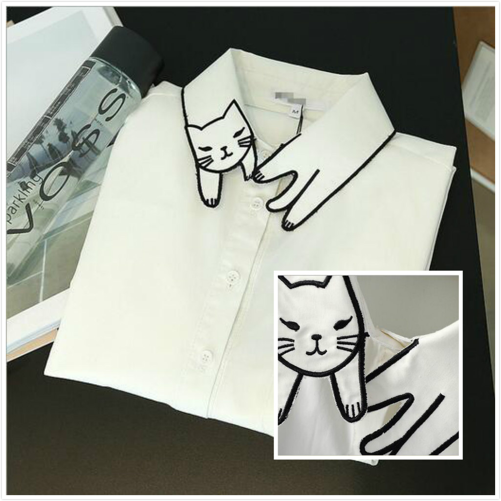 Free Shipping Embroidery Cat Collar Blouse Shirt 355 On Luulla