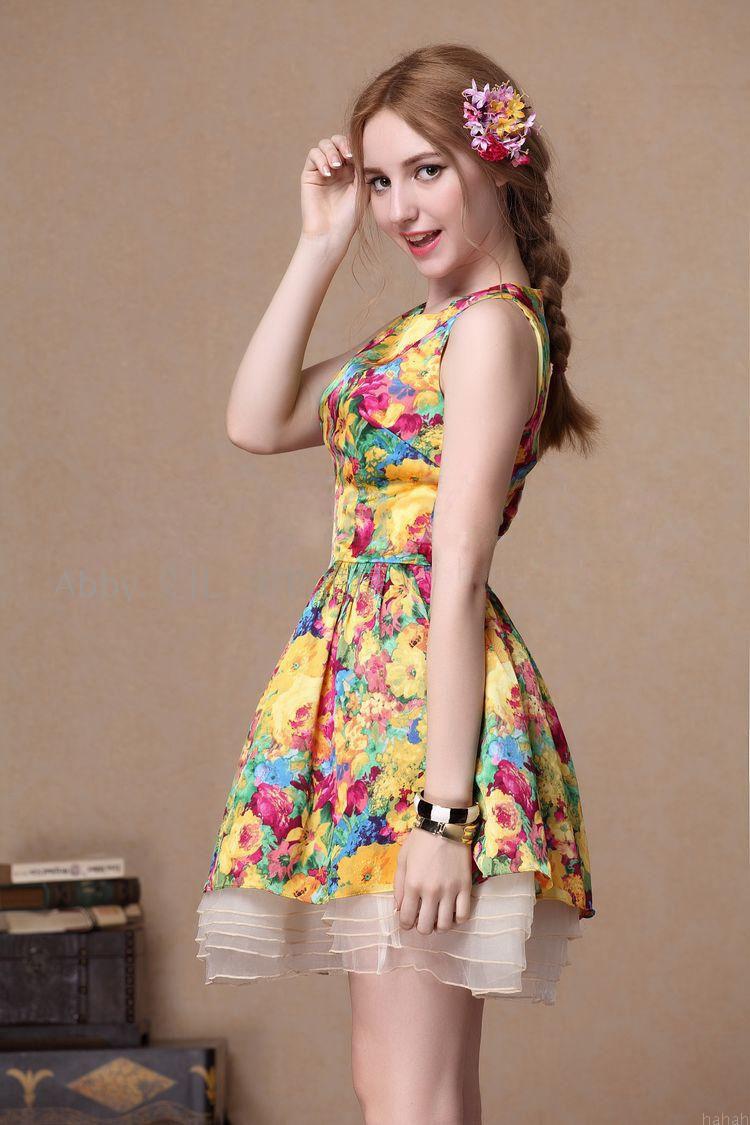Nice Floral Silk Dress&amp;Party Dress on Luulla